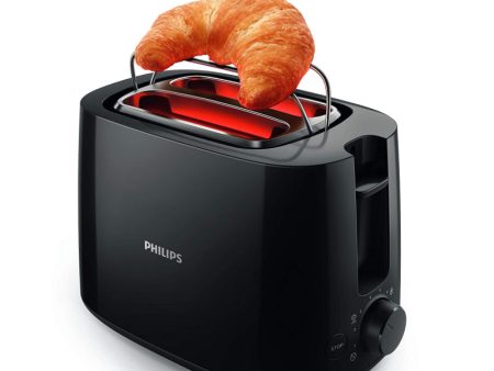 Philips Daily Collection Toaster HD2583 90, Plastic, 2-slot, bun warmer, sandwich rack, black Damaged package For Discount