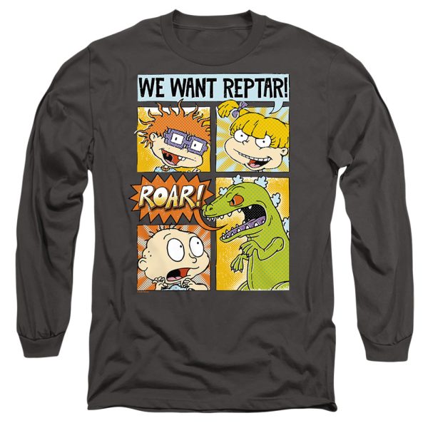 RUGRATS : WE WANT REPTAR! COMIC L\S ADULT T SHIRT 18\1 Charcoal LG Fashion