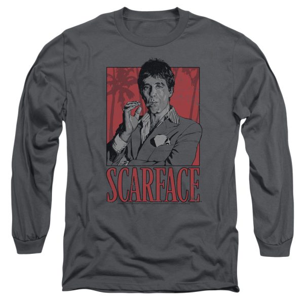 SCARFACE : TONY L\S ADULT T SHIRT 18\1 Charcoal SM Cheap