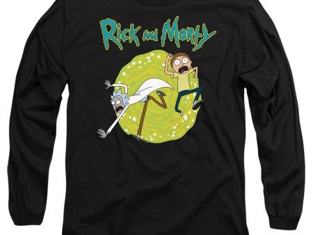 RICK AND MORTY : PORTAL L\S ADULT T SHIRT 18\1 Black LG Online Hot Sale