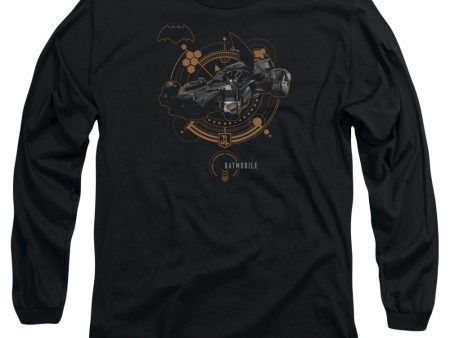 JUSTICE LEAGUE OF AMERICA : MOVIE : BATMOBILE L\S ADULT T SHIRT 18\1 Black MD Supply