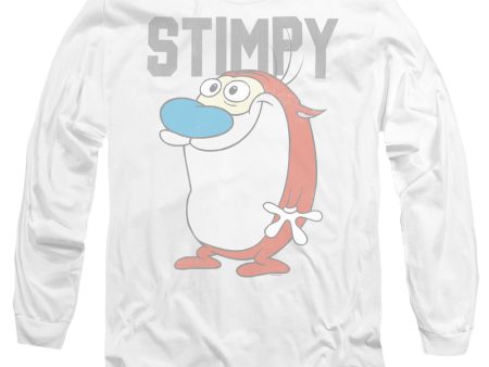 REN AND STIMPY : COLLEGIATE STIMPY L\S ADULT T SHIRT 18\1 White LG For Cheap