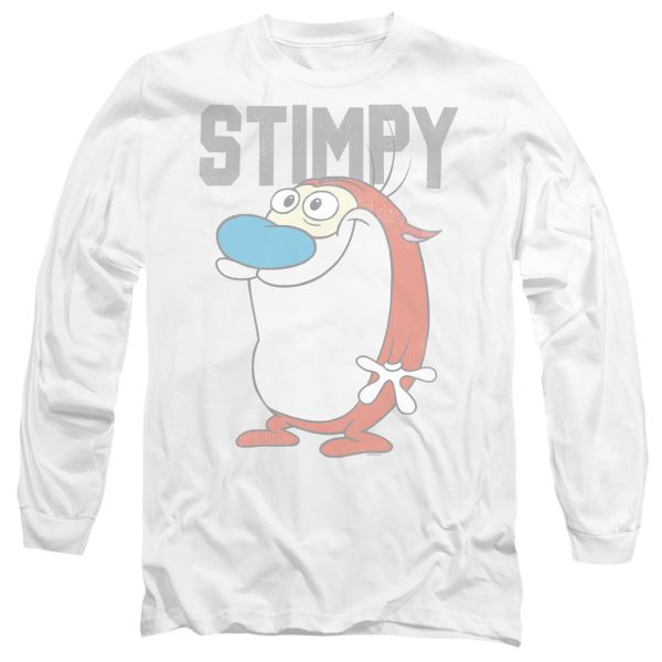 REN AND STIMPY : COLLEGIATE STIMPY L\S ADULT T SHIRT 18\1 White LG For Cheap