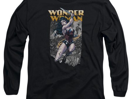 JUSTICE LEAGUE OF AMERICA : WONDER SLICE L\S ADULT T SHIRT 18\1 Black MD Online now